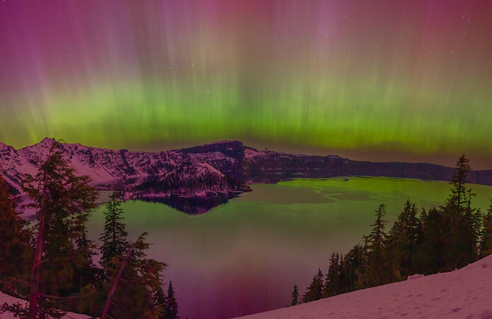 Aurora on 10 May 2024 at Crater Lake, OR