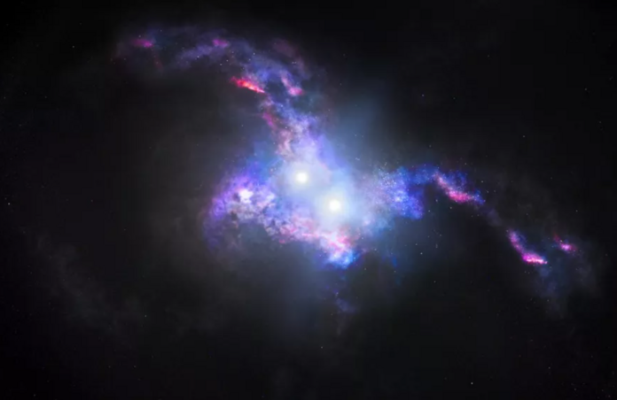 artist impression of merging quasars