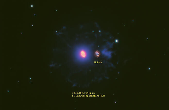 SPA-2 compared to Hubble at Cat's Eye Nebula