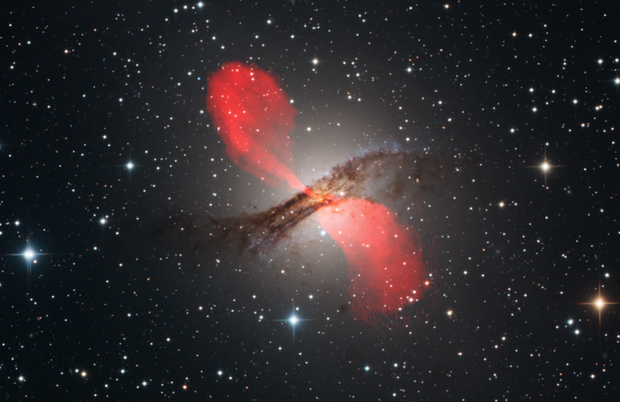 Centaurus A composite with NRAO data Showing Jets From black hole