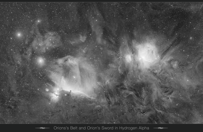 Orion's Belt and Sword in Hydrogen Alpha