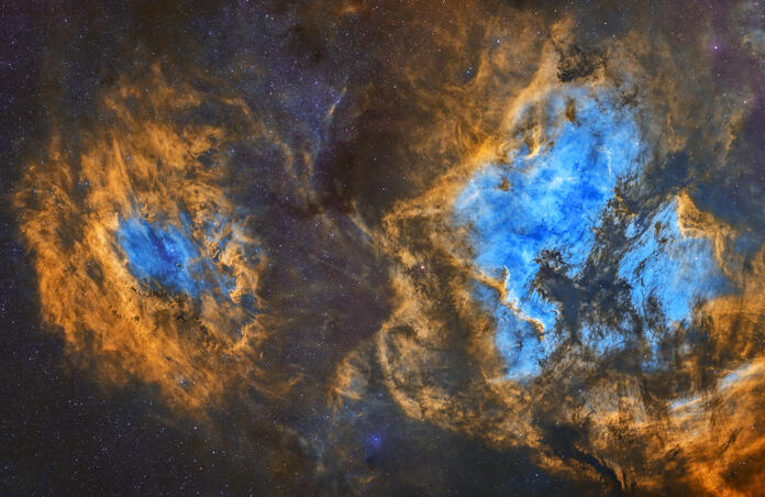 Clamshell, North America and Pelican Nebula