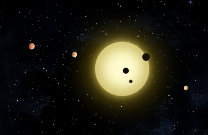 Artists impression of Kepler-11, host star to 6 planets.