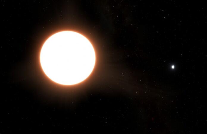 Artists impression of exoplanet LTT9779b orbiting its host star