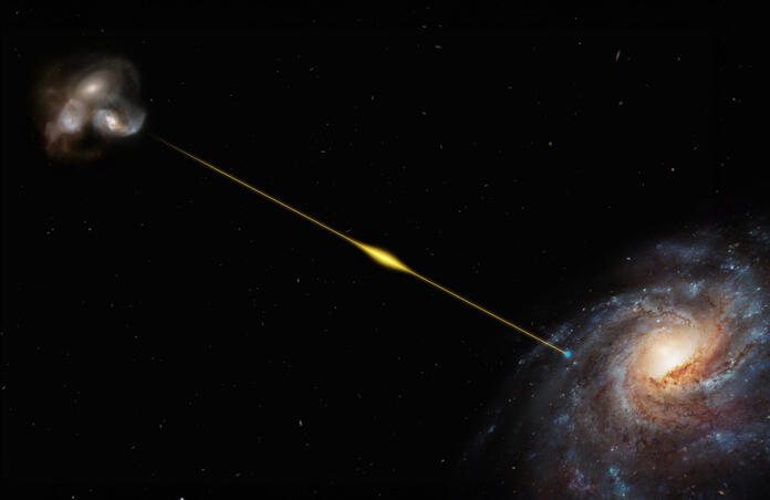 Artists impression of FRB 20220610A as it travels to earth