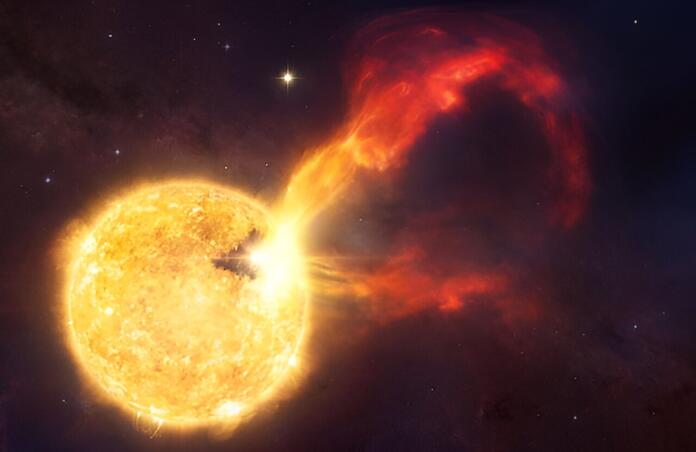 artists impression of a flare from HD 283572