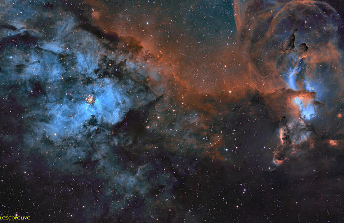 Two Panel Mosaic of NGC 3603/NGC 3576