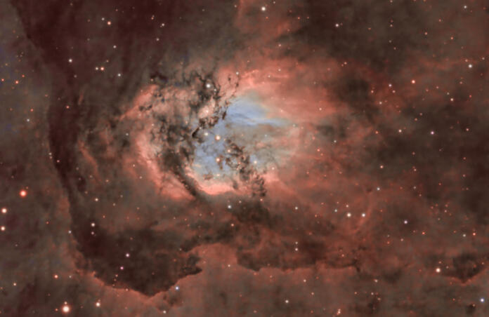 SH2-54 in Serpens. Sh2-54 belongs to an extended nebulosity that includes  the Eagle Nebula and the Omega (Swan) Nebula
