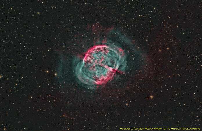 Dumbell Planetary Nebula in Vulpecula - Processed in HOO