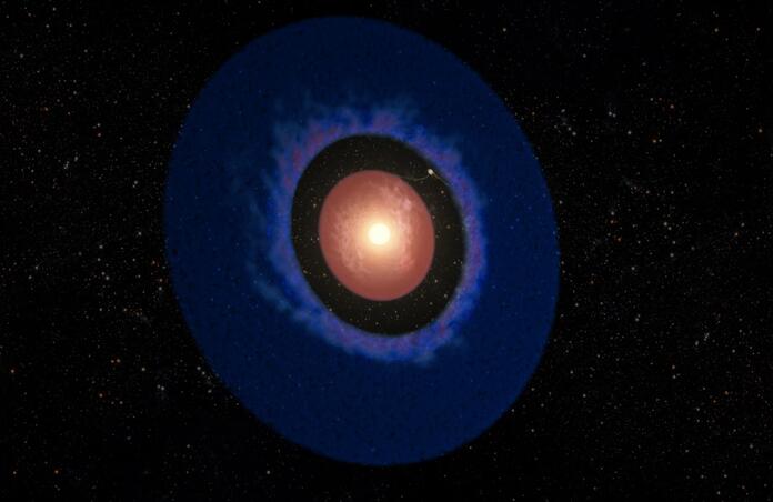 Artist's concept of the newly confirmed planet Elias 2-24 b, a young Jupiter-mass world glowing within a gap in the dusty protoplanetary disc still encircling its parent star. Credit: W. M. Keck Observatory/Adam Makarenko.