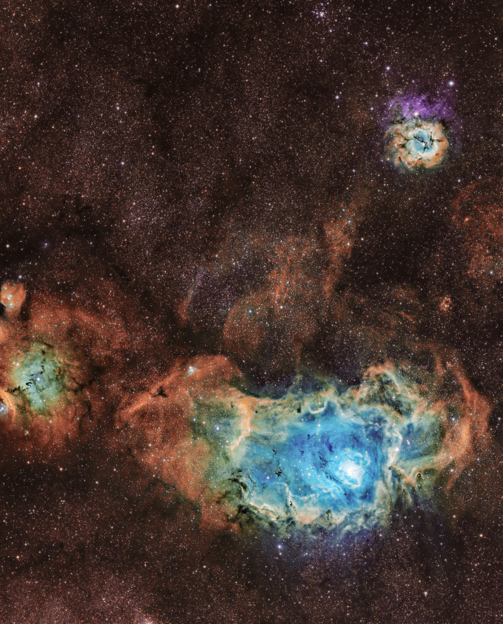 Lagoon Nebula and Trifid Nebula