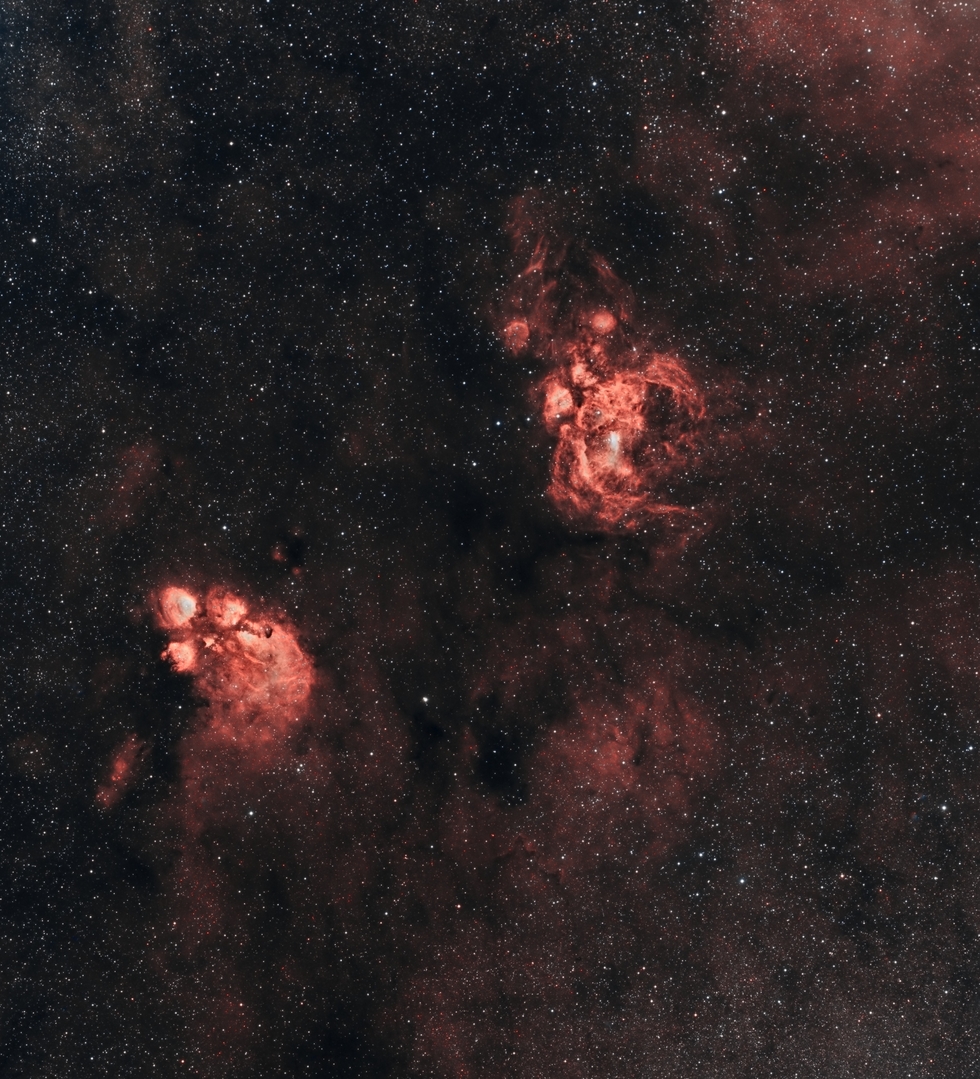 The Cat's Paw & Lobster Claw Nebula