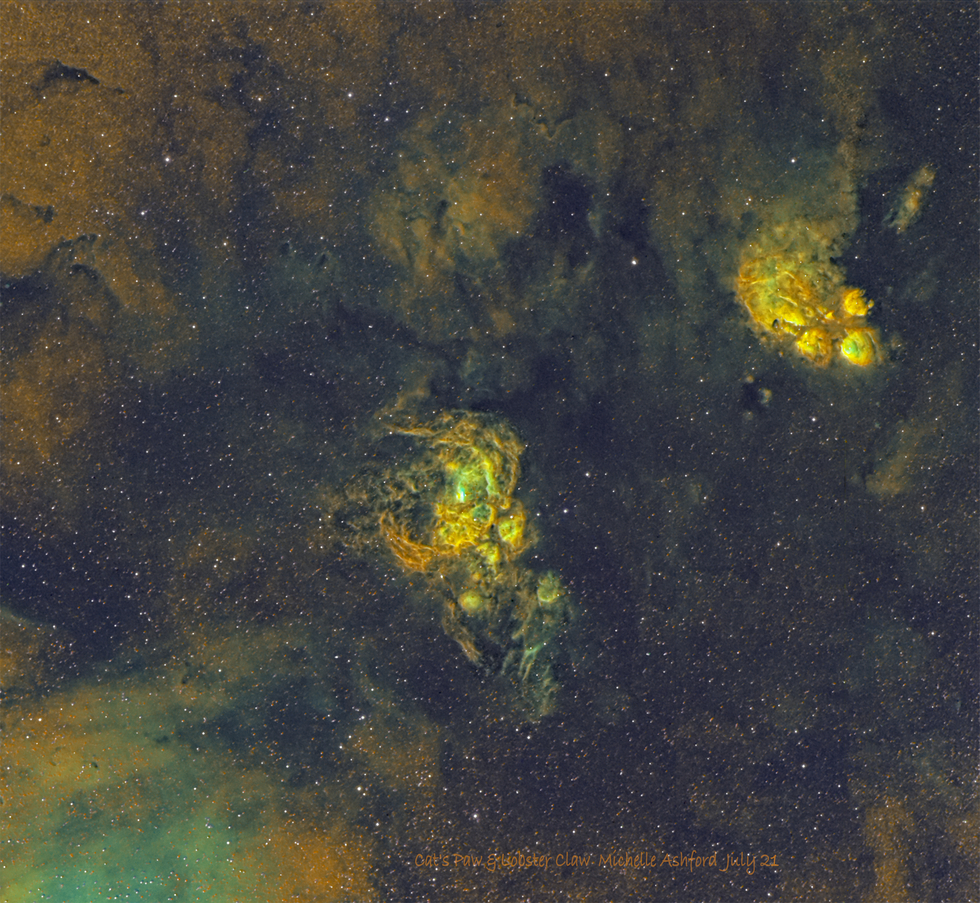 NGC 6357 & NGC 6334 Cat's Paw & War & Peace Nebulae