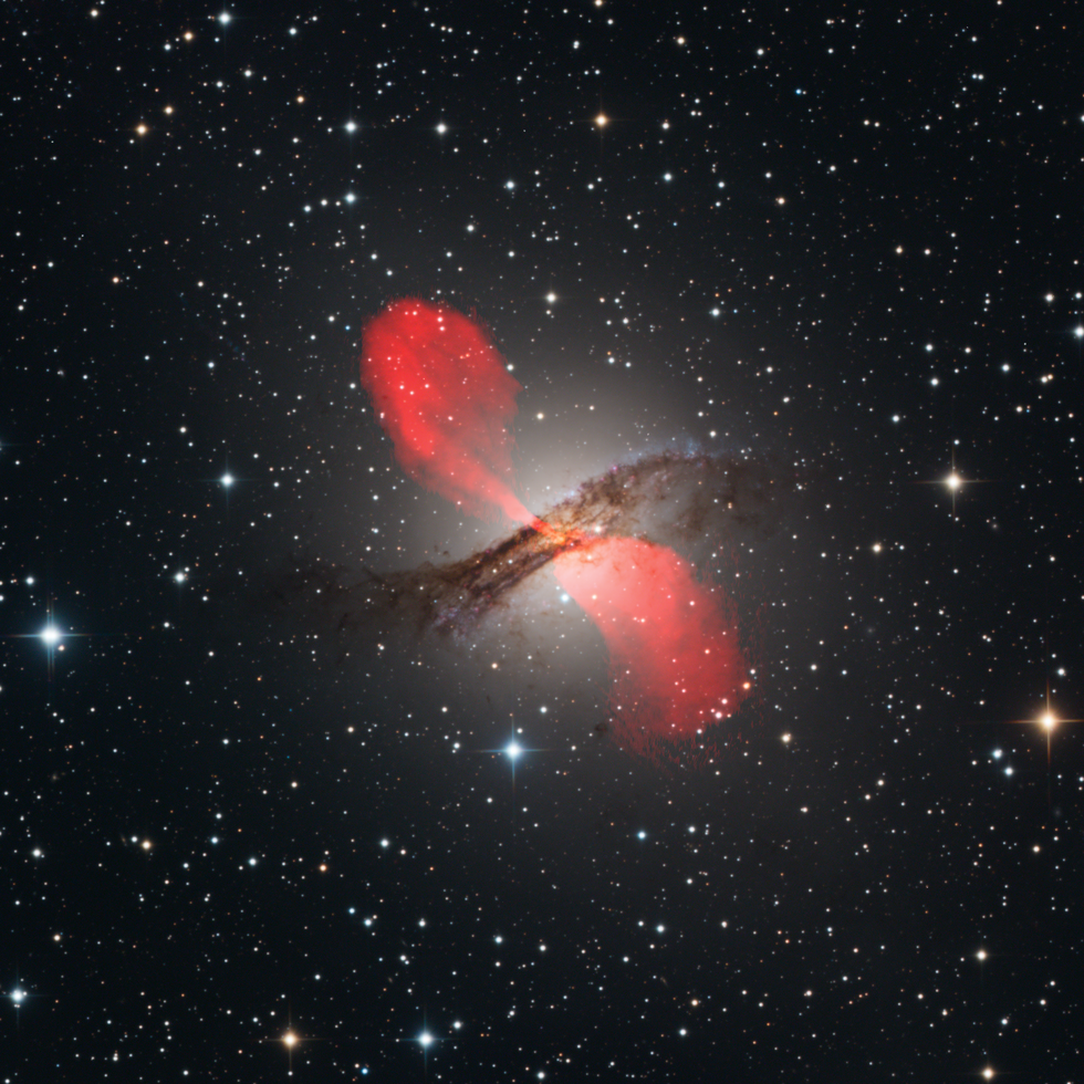 Centaurus A composite with NRAO data Showing Jets From black hole