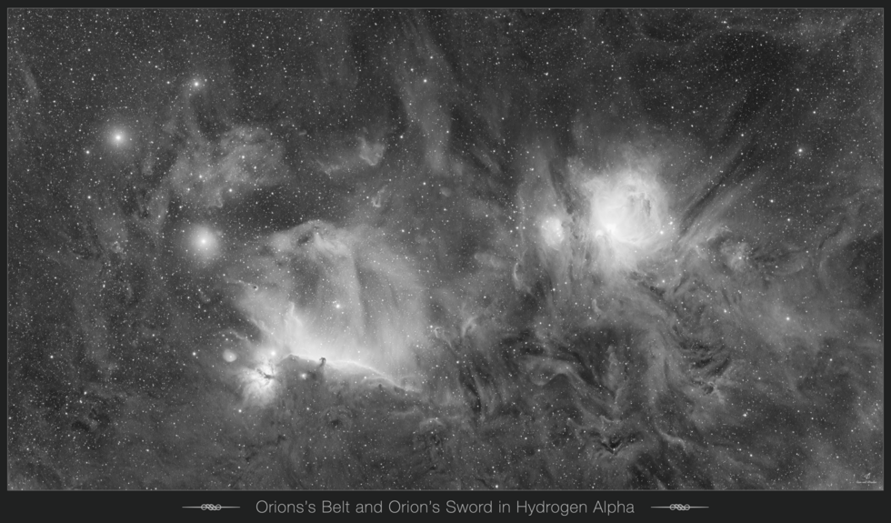 Orion's Belt and Sword in Hydrogen Alpha