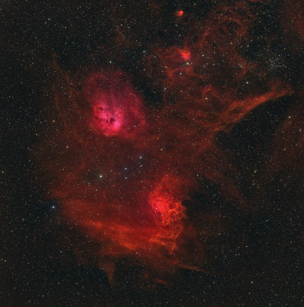 The Flaming Star and Tadpoles Nebula