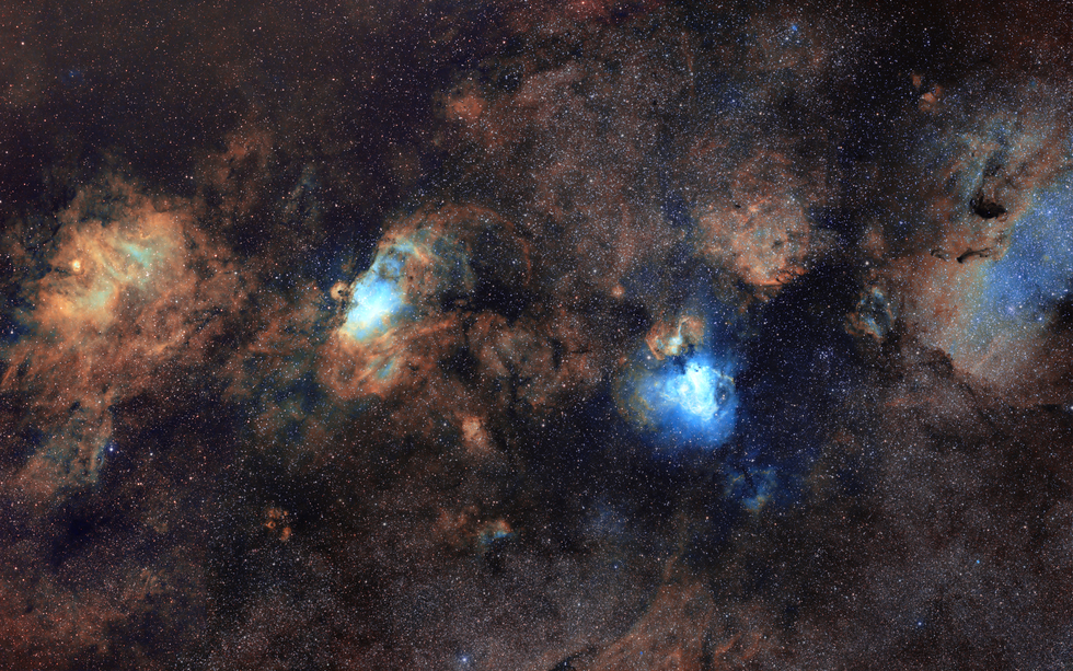 Mosaic of NGC 6604, M16, M17, M18 and IC4701