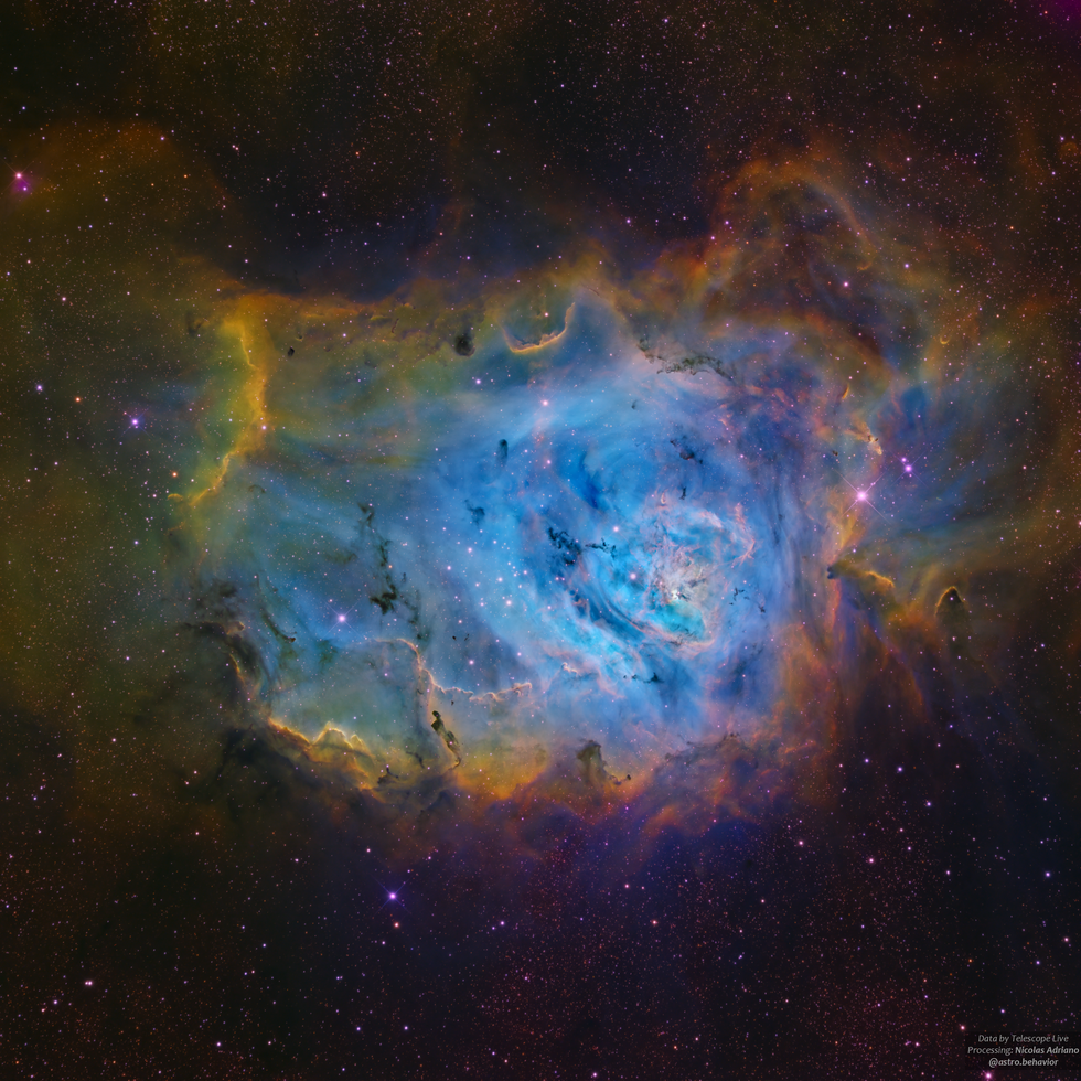 Lagoon Nebula in Narrowband Colors