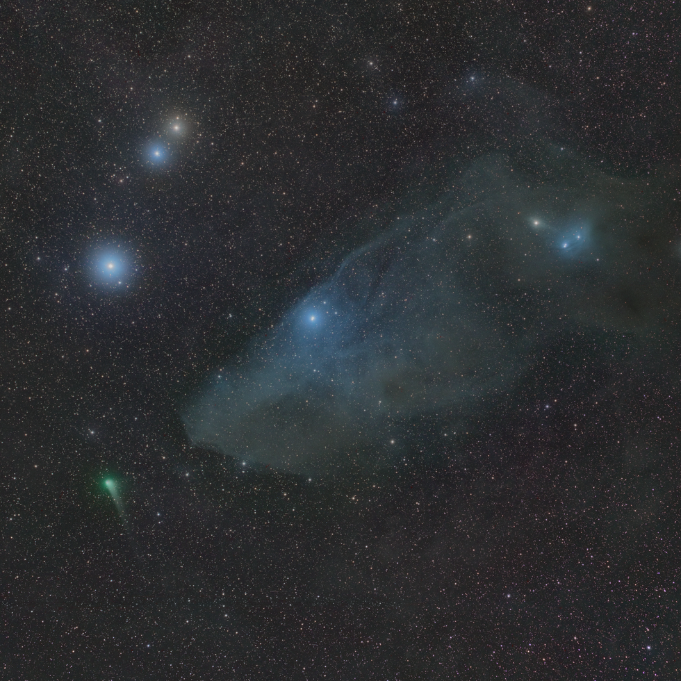 COMET C2017 K2 and the Blue Horsehead Nebula