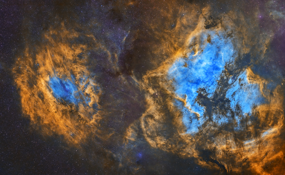 Clamshell, North America and Pelican Nebula