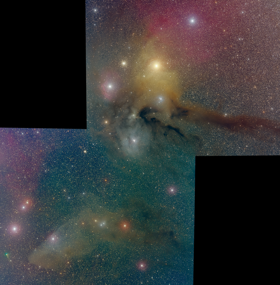 Rho Ophiuchi and blue Horsehead nebula  with comet