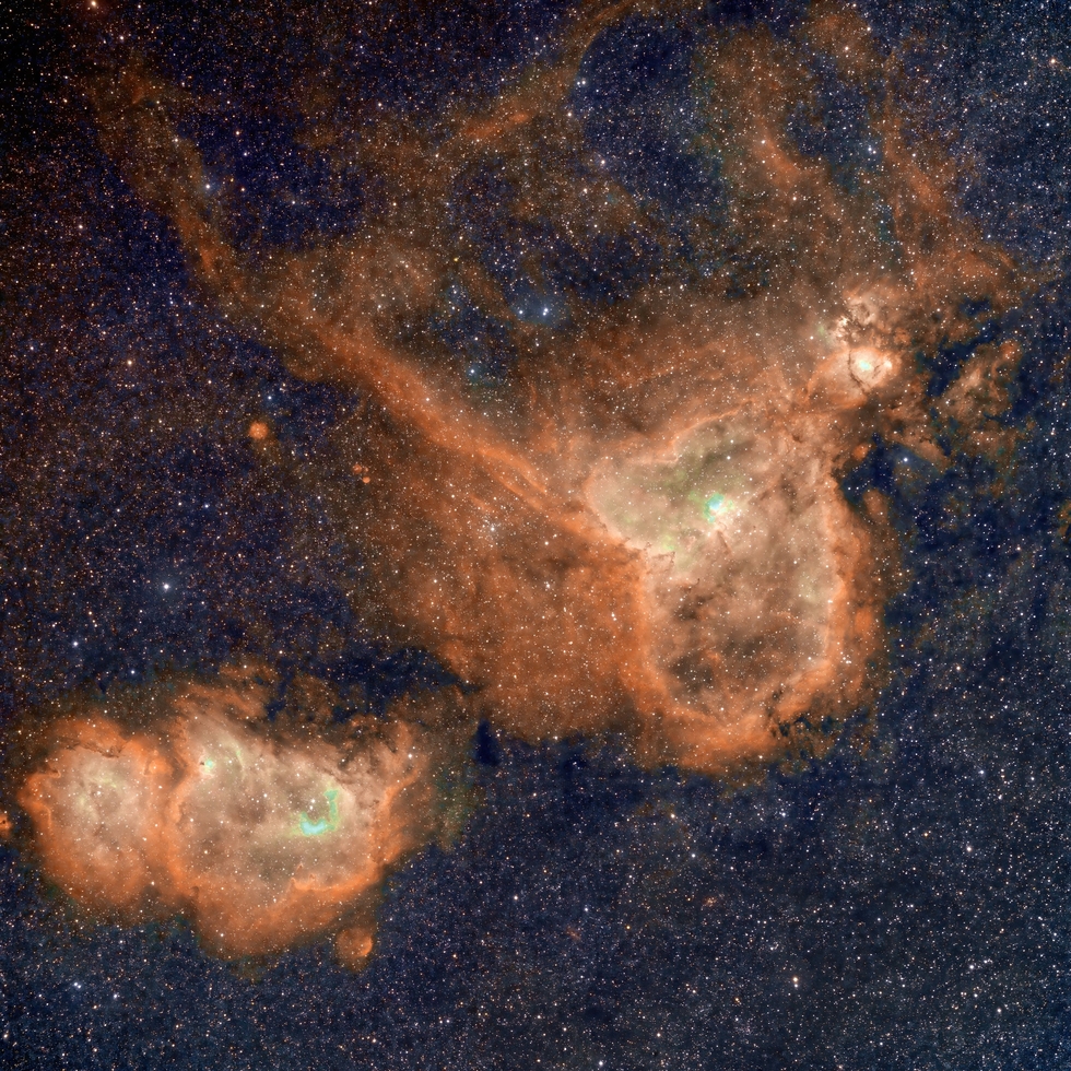 The Heart IC1805 and Soul IC1848 Nebulae 