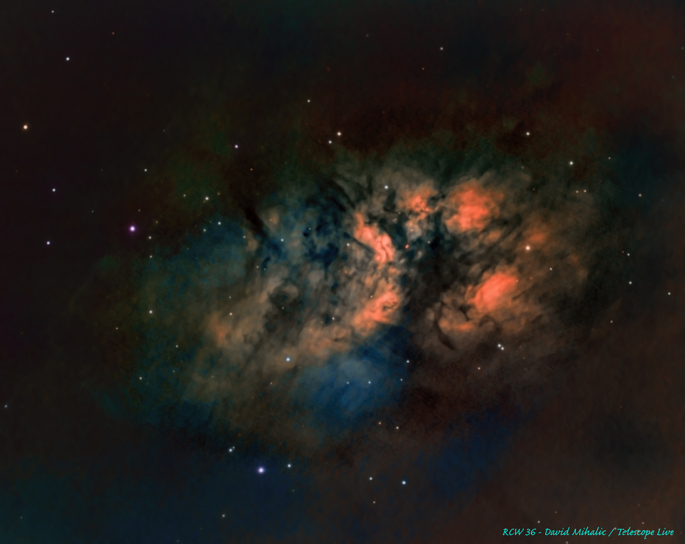 RCW 36 - an emission nebula in Vela - SHO & HOO images