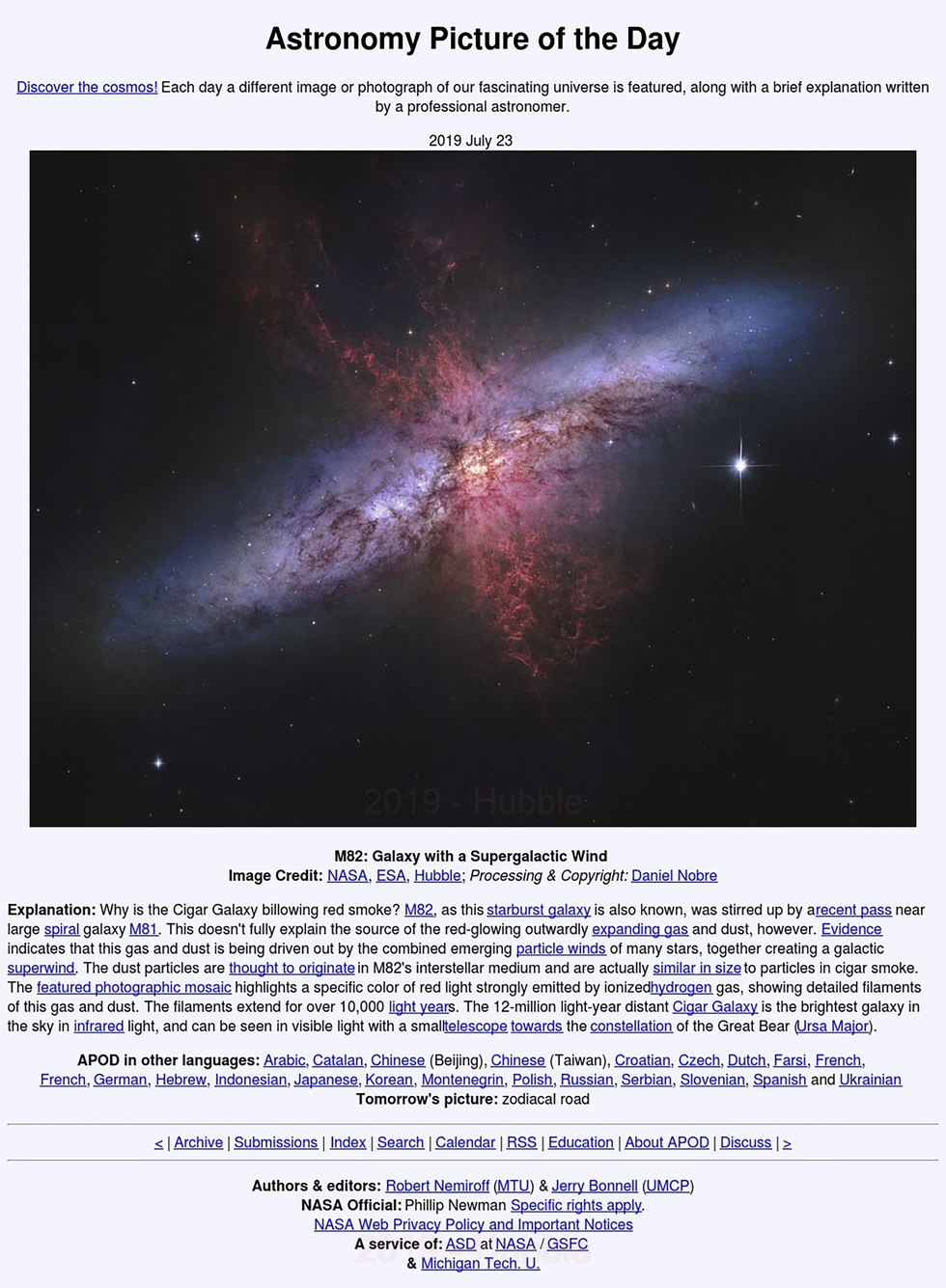 Messier 82 - NASA APOD :-)
