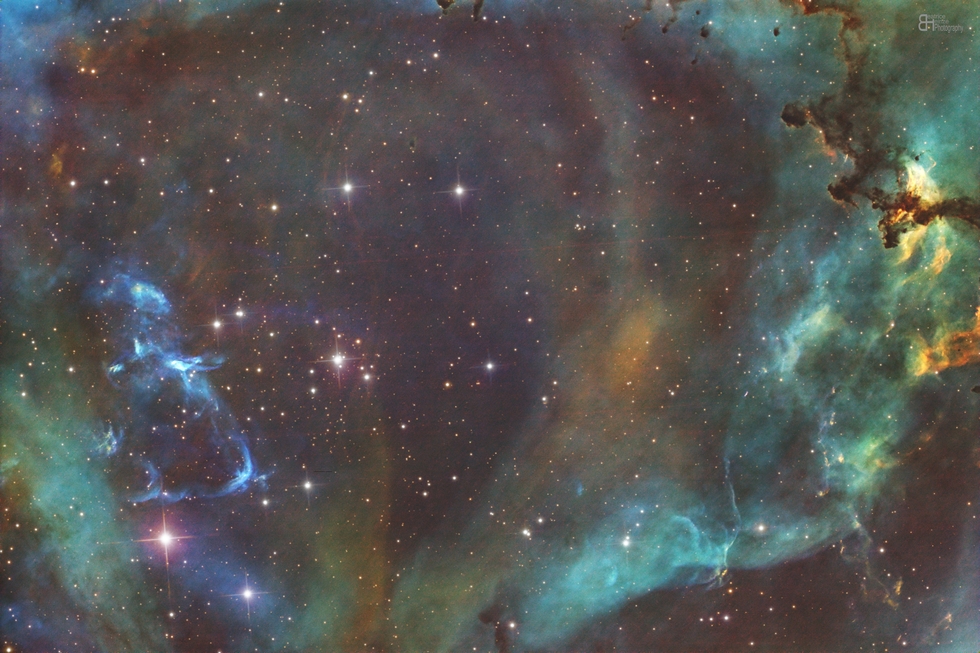 The Heart of the Rosette Nebula (SHO)