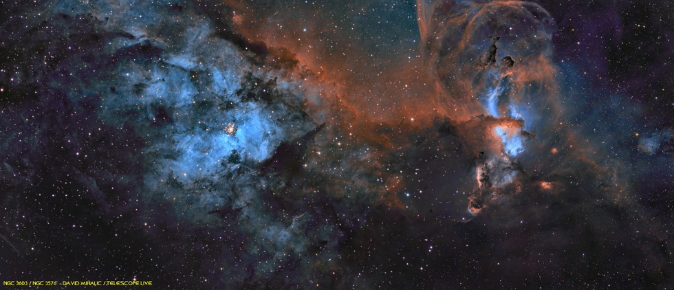 Two Panel Mosaic of NGC 3603/NGC 3576