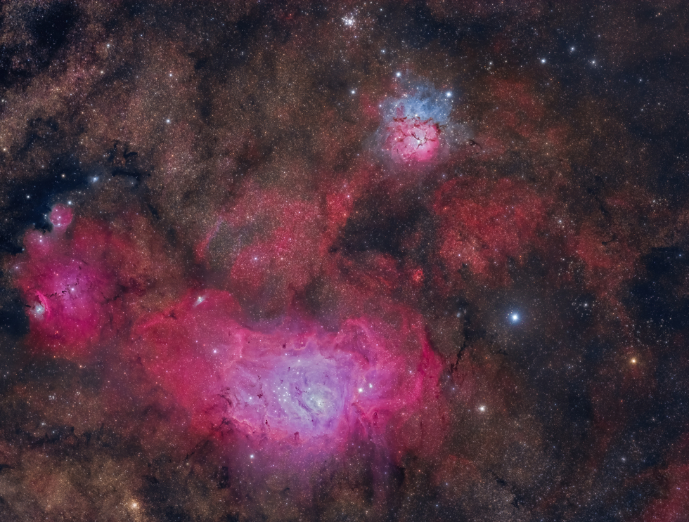 Nebulae in Harmony: The Lagoon and Trifid Dance