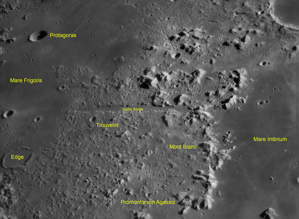 Vallis Alpes region of the Moon