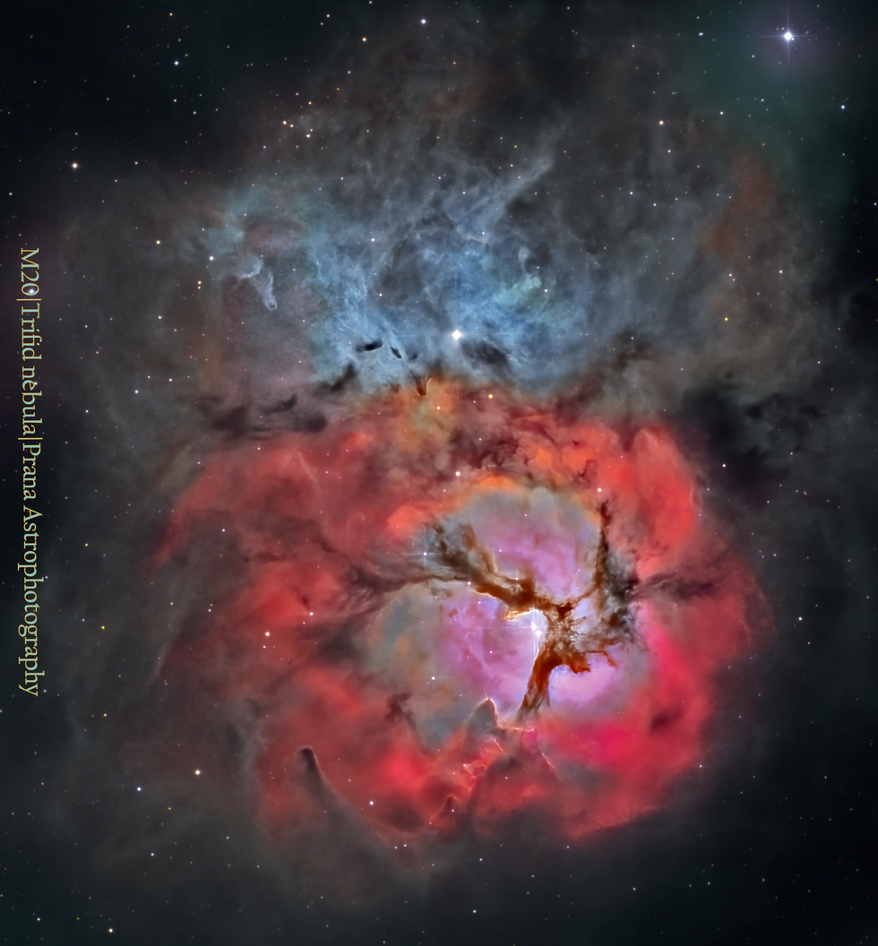 Trifid nebula (custom SHO + Green)