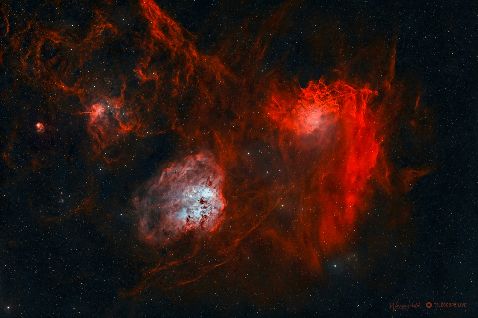 Flaming Star and Tadpole Nebulae