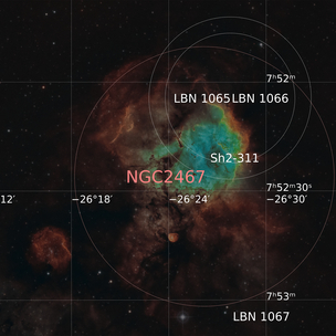 NGC 2467 - Skull and Crossbones Nebula | Telescope Live