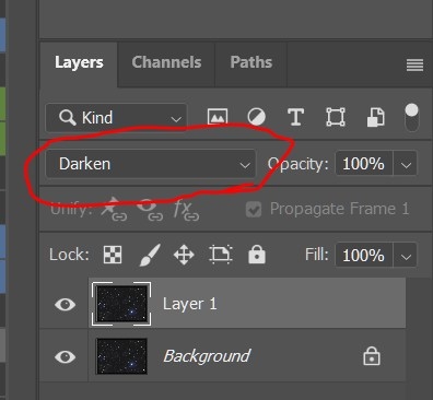 screencap showing where to set layer type in photoshop